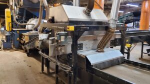 Industrial Magnetics 48 inch drum magnet in a processing line