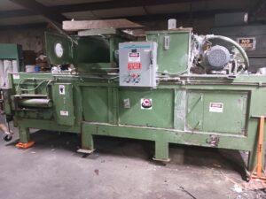 Closed Door Baler for Trim: green Fibr-A-Baler with control box and motor
