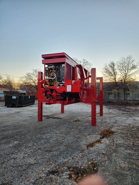 Bonfiglioli Squalo 1000 mobile shear standing on its legs in a yard