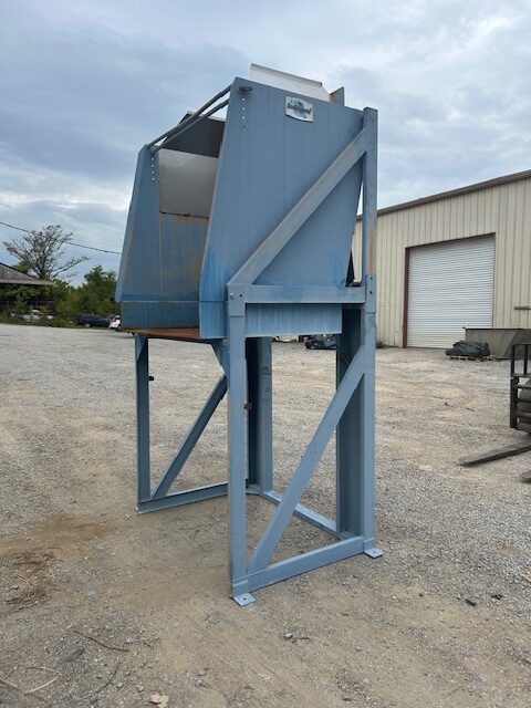 Blue gaylord tipper, side view