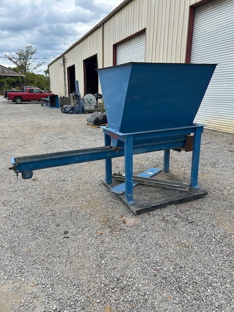Blue dosing hopper with screw auger