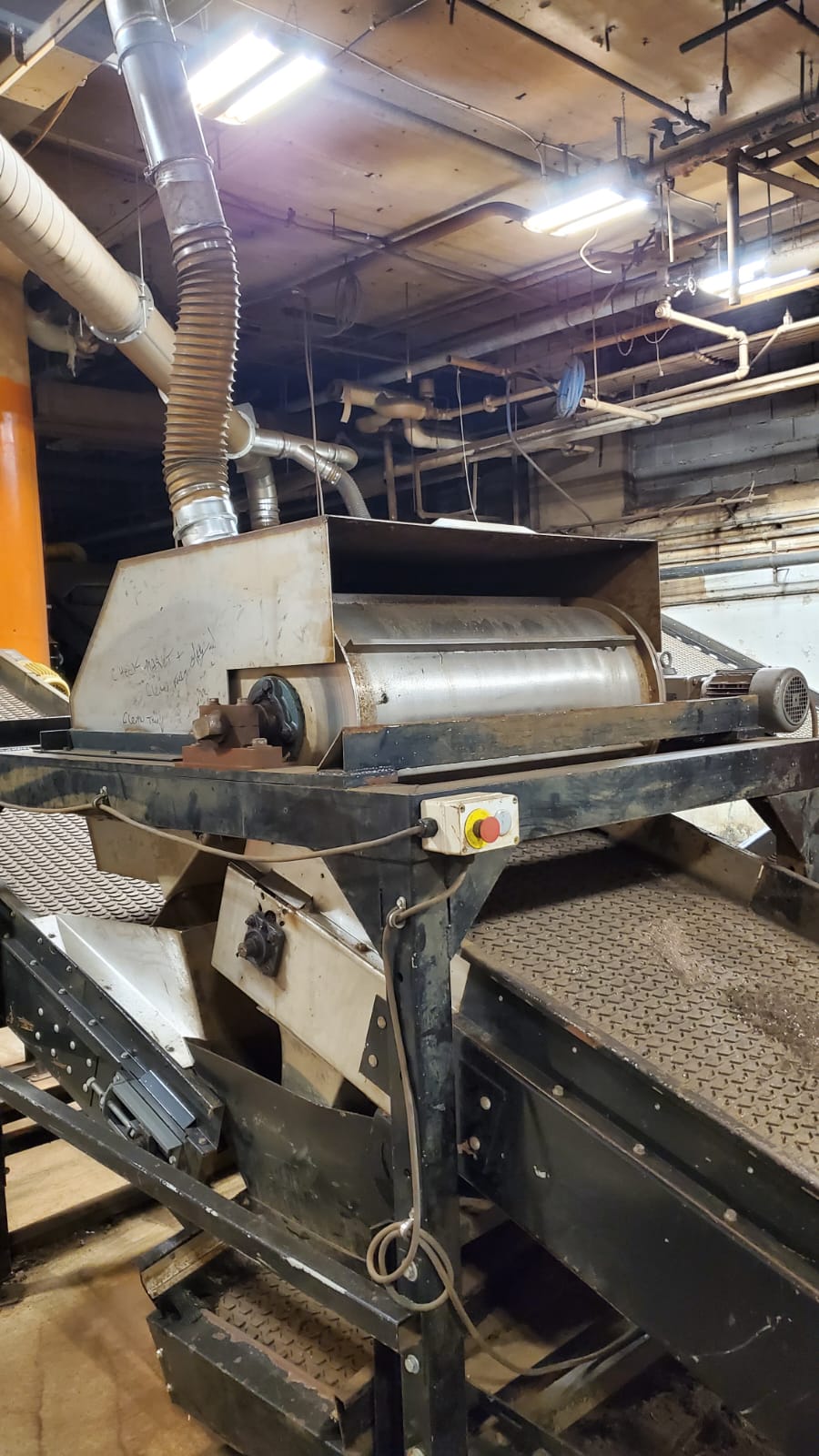 36 inch drum magnet over a conveyor, side view