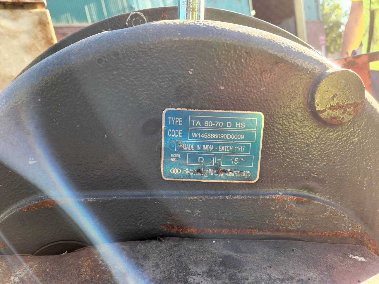 Weima grinder gearbox nameplate