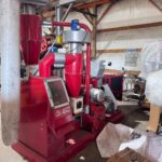 MG150 wire granulator with control panel, dust filter and separation table, front view