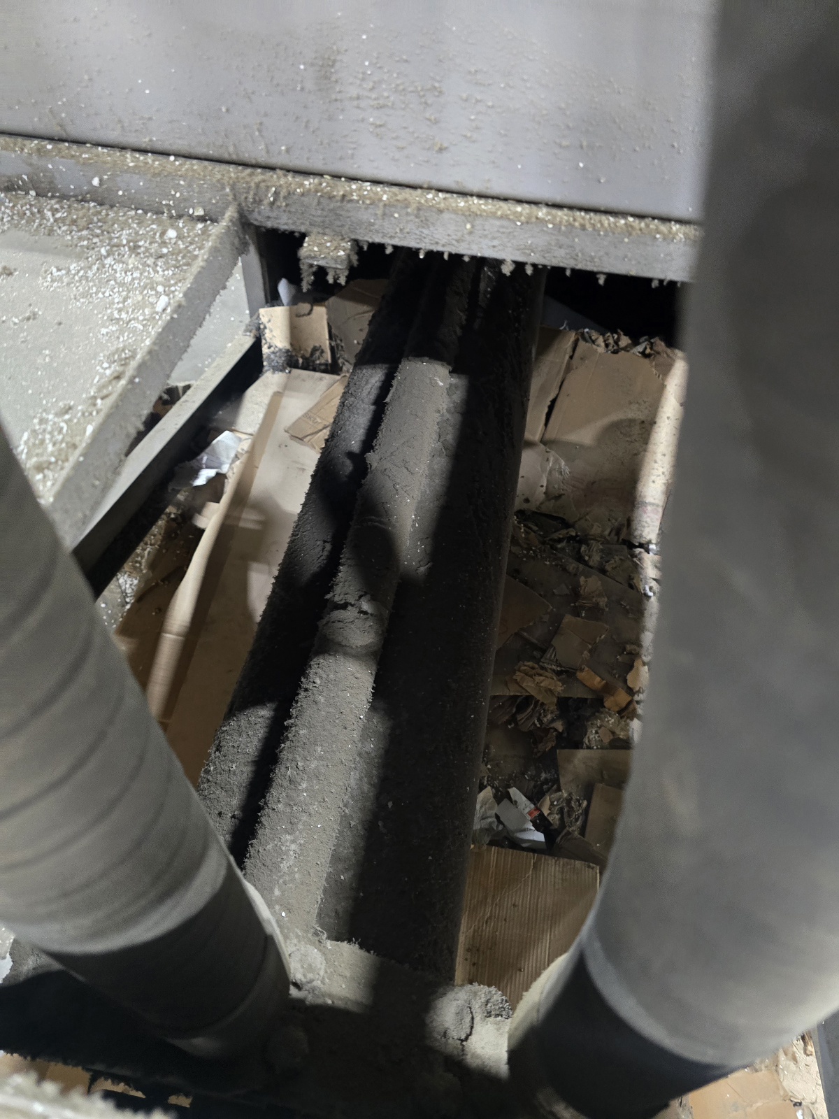 Inside the baler compression chamber